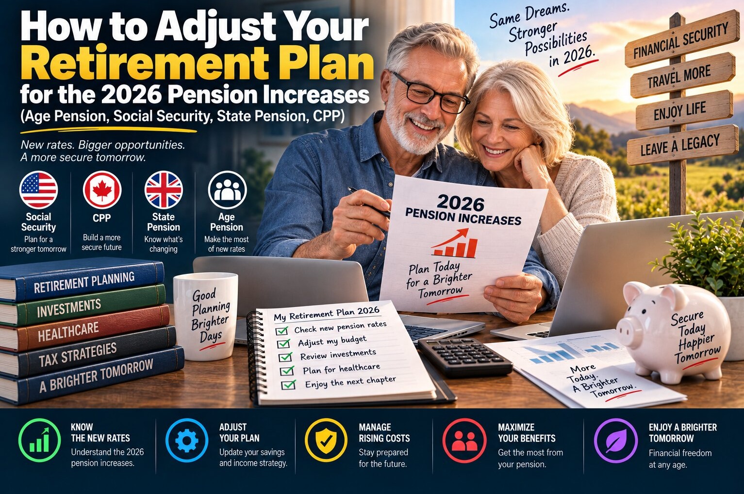 How to Adjust Your Retirement Plan for the 2026 Pension Increases (Age Pension, Social Security, State Pension, CPP)