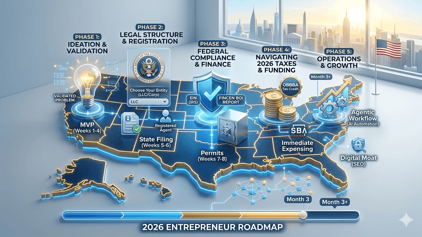 How to Become an Entrepreneur in the USA (2026 Step-by-Step Guide)