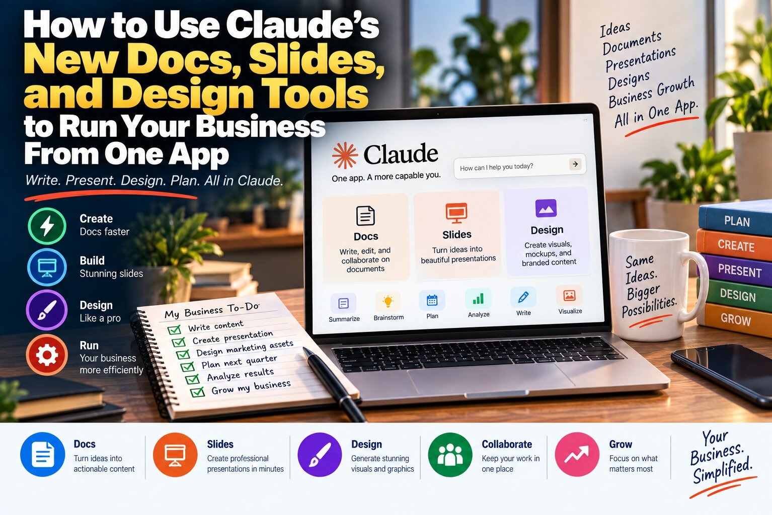 How to Use Claude's New Docs, Slides, and Design Tools to Run Your Business From One App