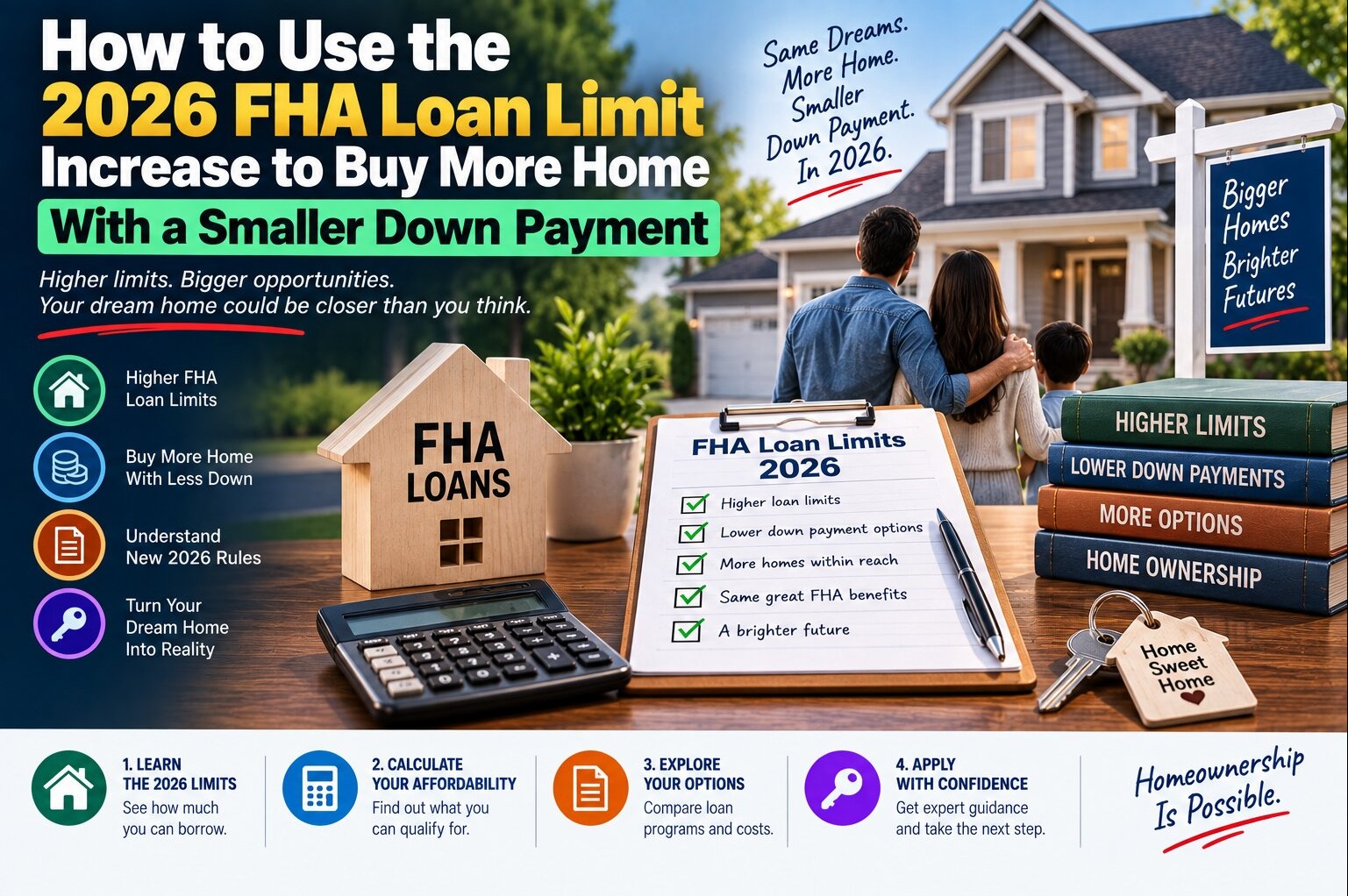 How to Use the 2026 FHA Loan Limit Increase to Buy More Home With a Smaller Down Payment