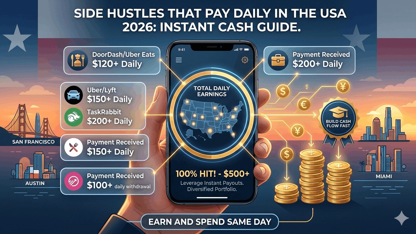 Side Hustles That Pay Daily in the USA 2026 | Instant Cash Guide
