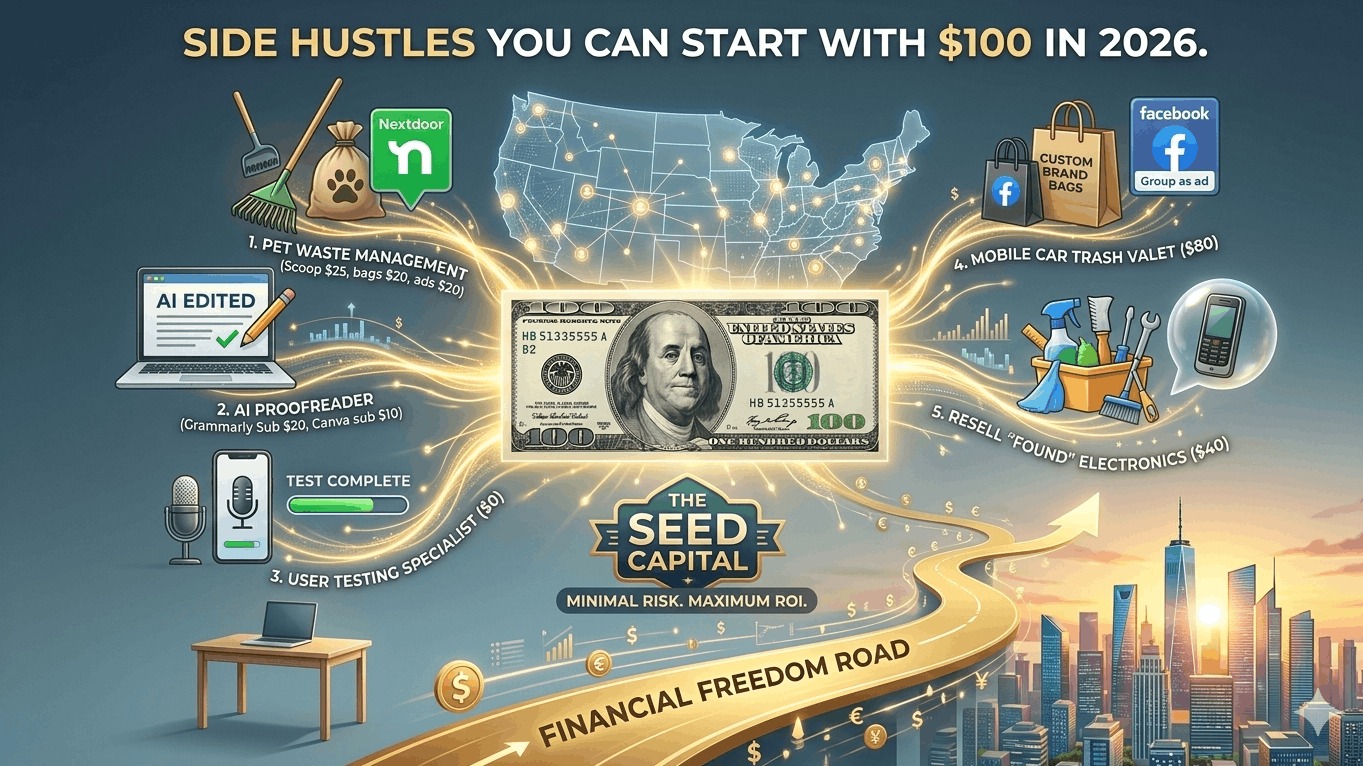 Side Hustles You Can Start With $100 in 2026 | Low-Cost Startups