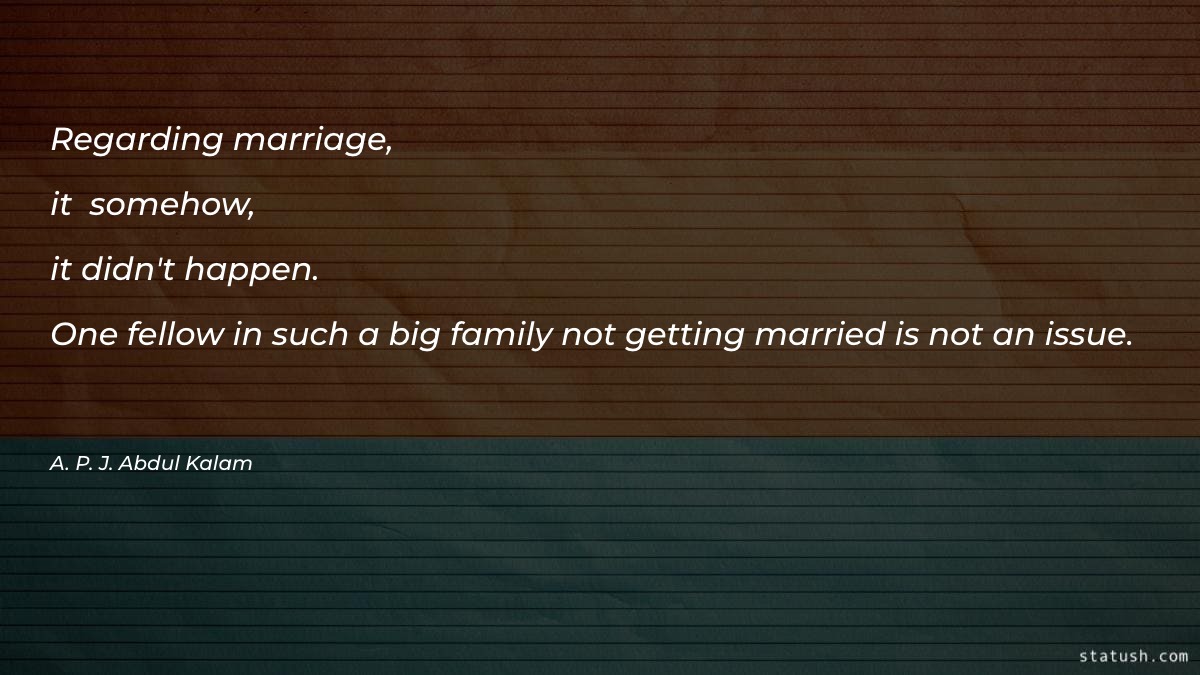 Regarding marriage