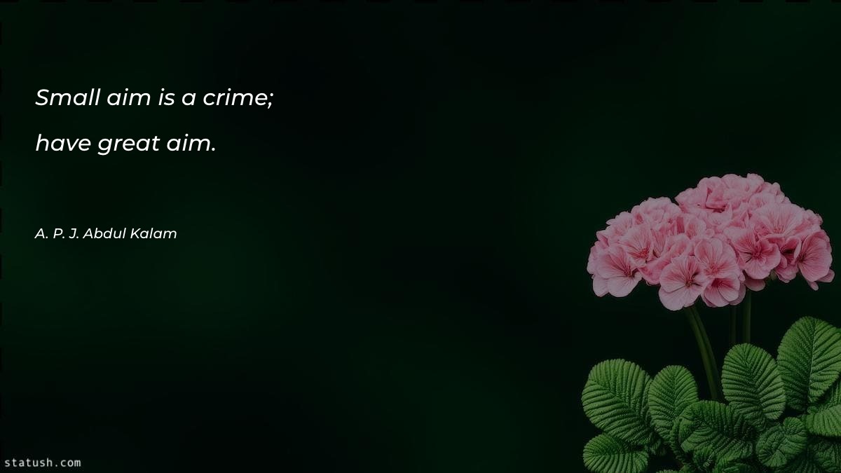 Small aim is a crime; have great aim
