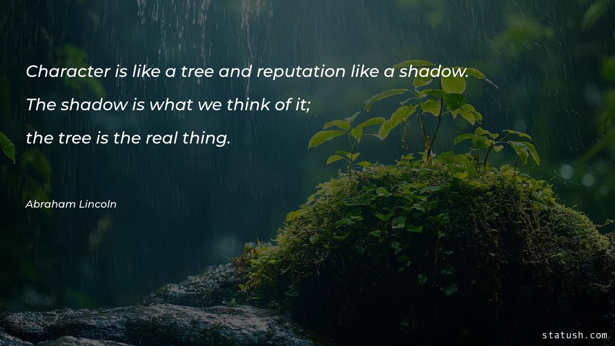 Character is like a tree and reputation - Motivational Quotes at statush.com