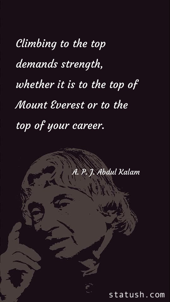 Climbing to the top demands strength - Strength Quotes at statush.com