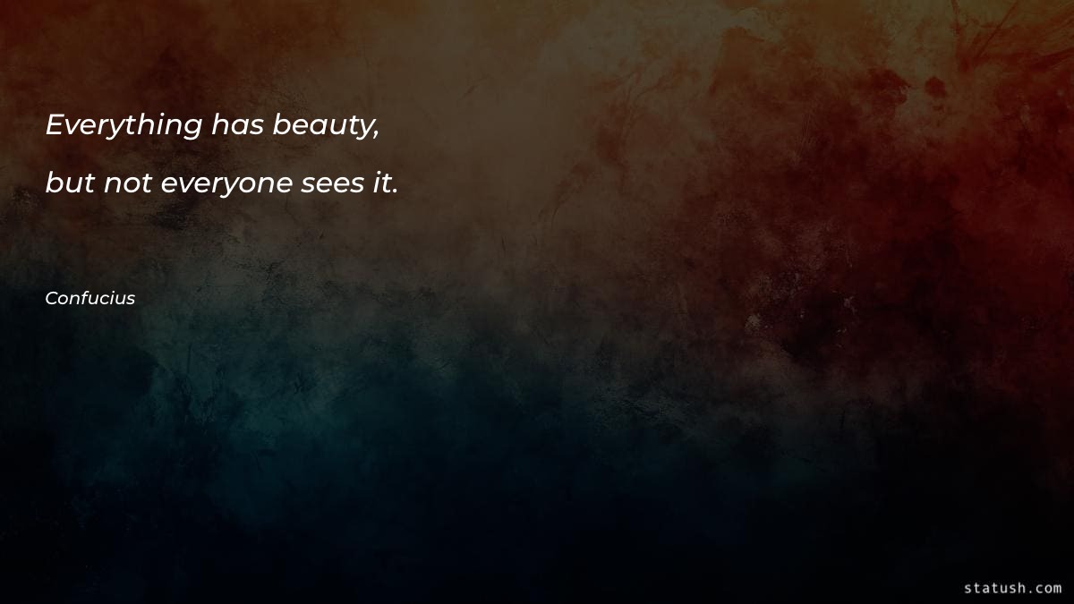 Everything has beauty, but not