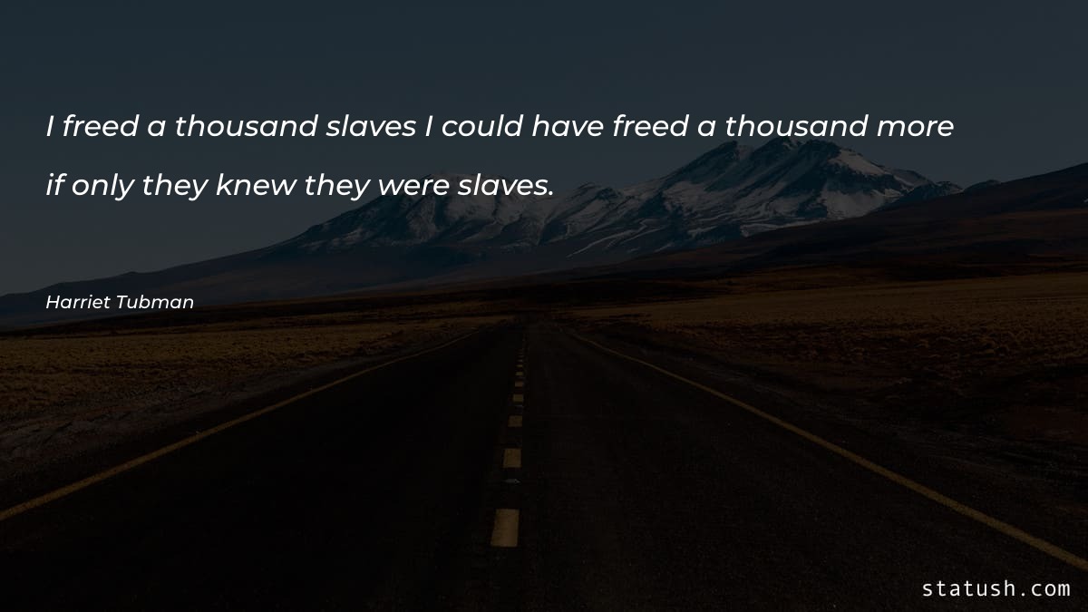 I freed a thousand slaves