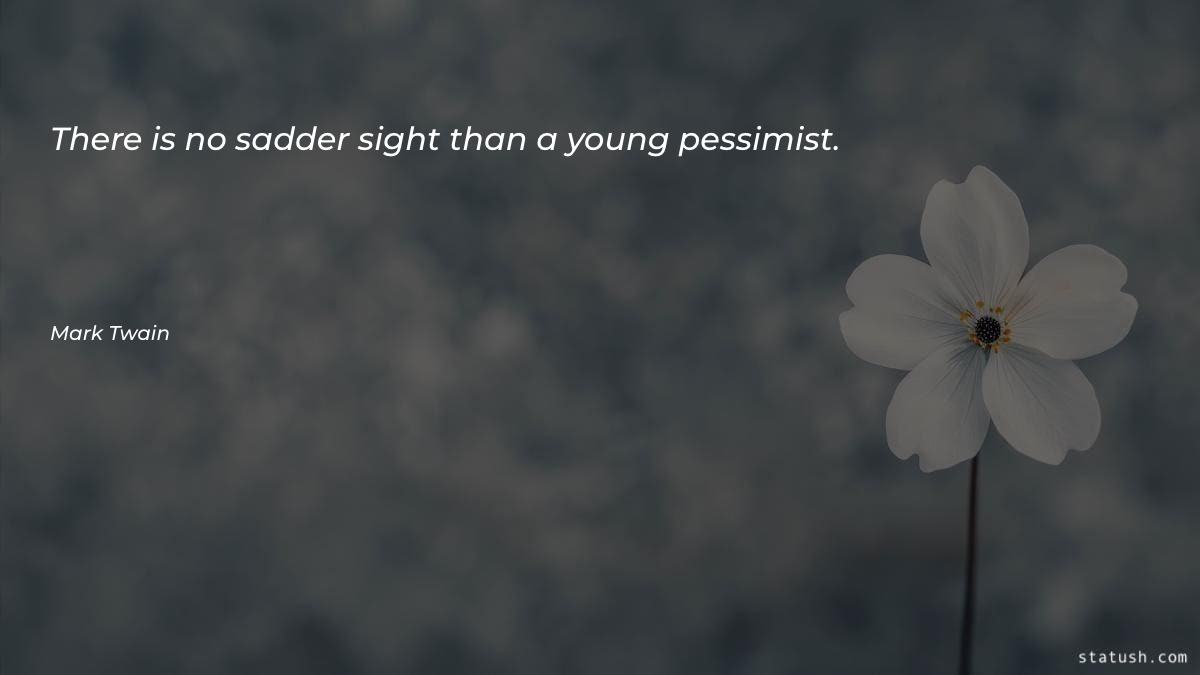 There is no sadder sight than a young pessimist - Motivational Quotes at statush.com