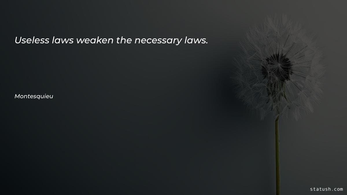 Useless laws weaken the necessary Motivational Quotes at statush.com