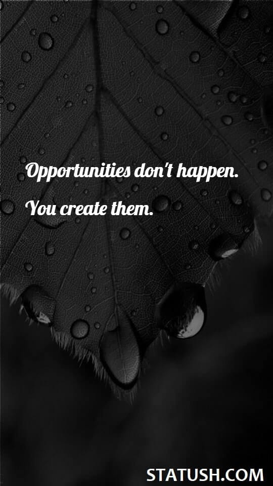 Opportunities dont happen You create them. Success Quotes at statush.com